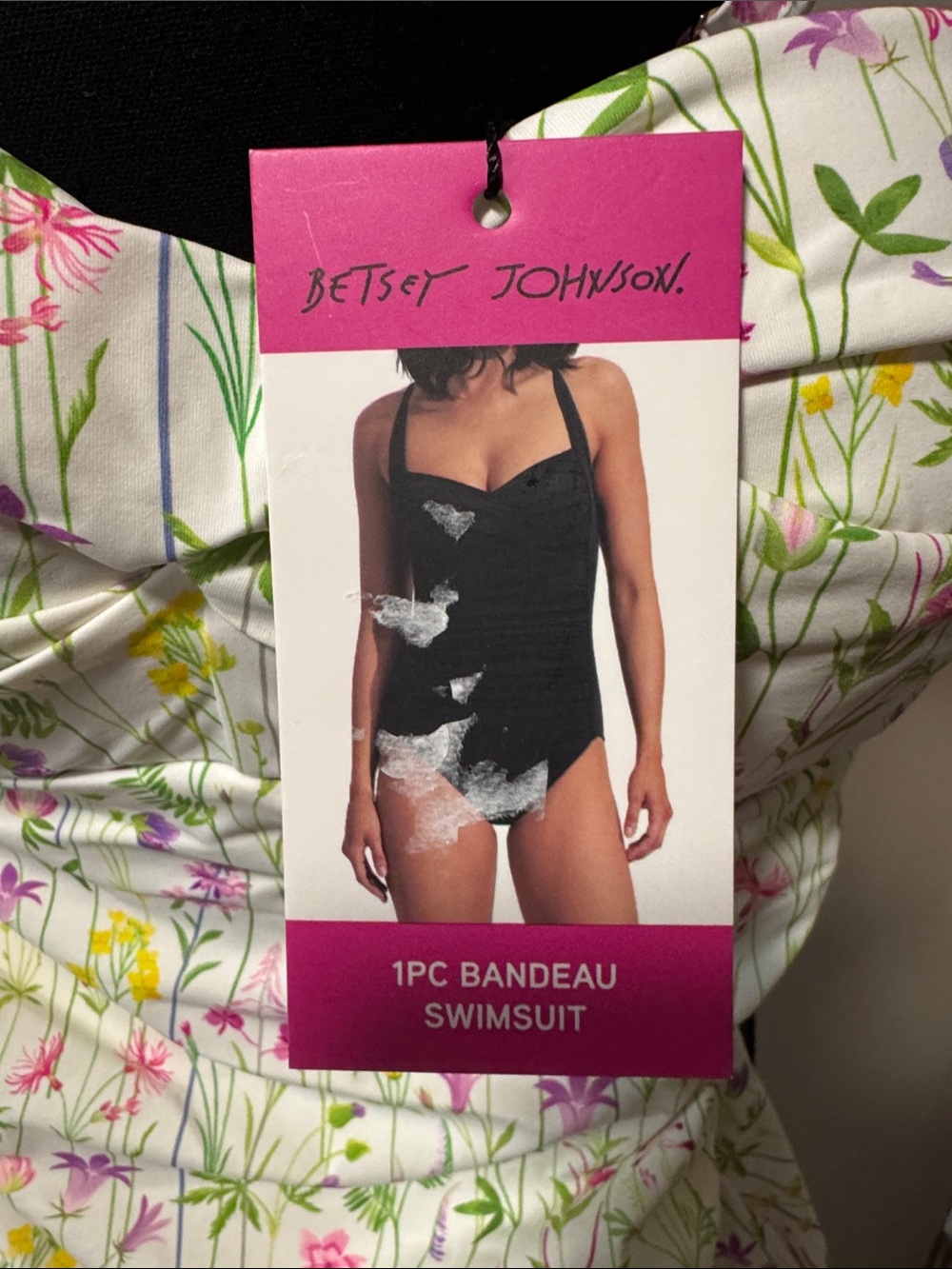 Betsey Johnson Cream Floral Sweetheart Bust Bodysuit with Pink & Yellow Blooms - Picture 2 of 6